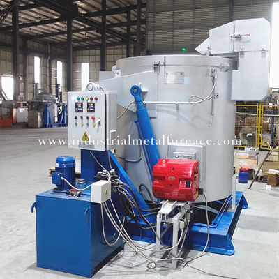 خرید 1000KG Cast Iron Crucible Natural Gas Zinc Dross Metal Melting Furnace Hydraulic Tilting online manufacture